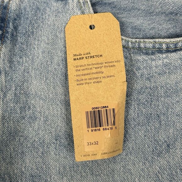 Levi's 501 Jeans Mens 33x32 Blue Denim Straight Leg Button Fly Stretch Distress - Picture 3 of 7